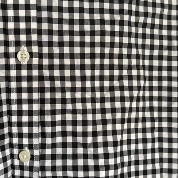 Chaps Women's L  No Iron Black White Checked Long Sleeve Button Down Blouse - Picture 5 of 6